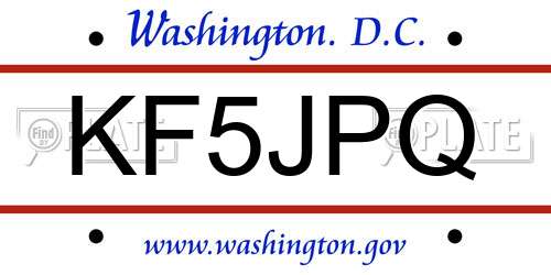 KF5JPQ District Of Columbia License Plate