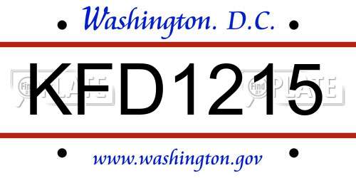 KFD1215 District Of Columbia License Plate