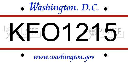 KFO1215 District Of Columbia License Plate