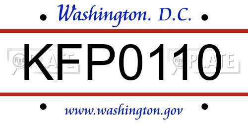 KFP0110 District Of Columbia License Plate