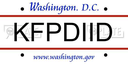 KFPDIID District Of Columbia License Plate