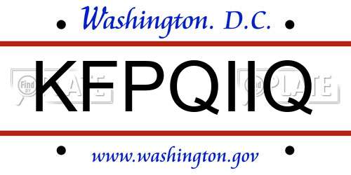 KFPQIIQ District Of Columbia License Plate