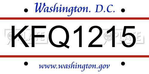KFQ1215 District Of Columbia License Plate
