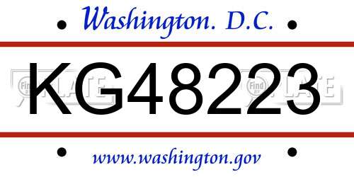 KG48223 District Of Columbia License Plate
