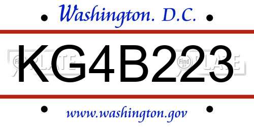 KG4B223 District Of Columbia License Plate