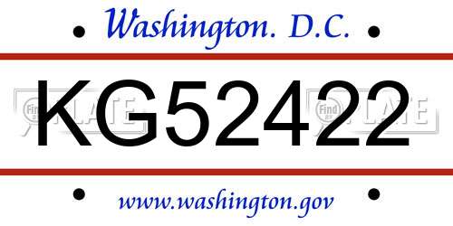KG52422 District Of Columbia License Plate