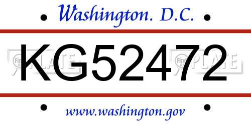 KG52472 District Of Columbia License Plate