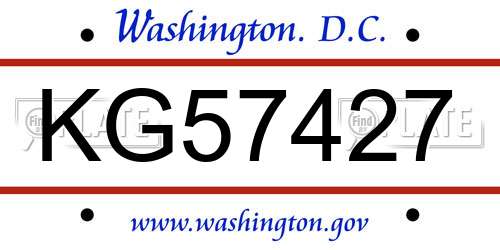 KG57427 District Of Columbia License Plate