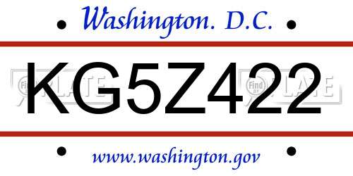 KG5Z422 District Of Columbia License Plate