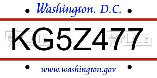 KG5Z477 District Of Columbia License Plate