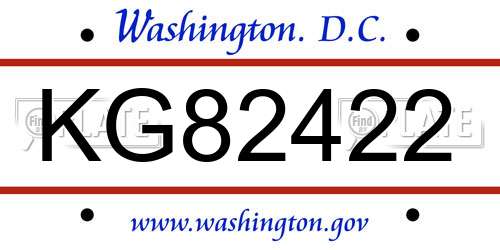 KG82422 District Of Columbia License Plate