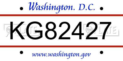 KG82427 District Of Columbia License Plate