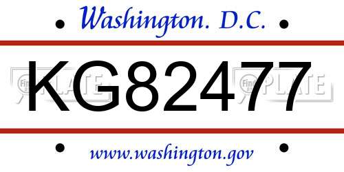 KG82477 District Of Columbia License Plate