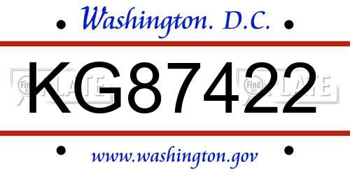 KG87422 District Of Columbia License Plate
