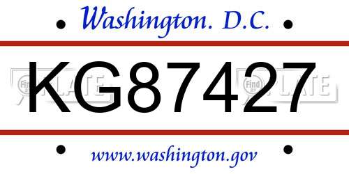 KG87427 District Of Columbia License Plate