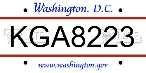KGA8223 District Of Columbia License Plate