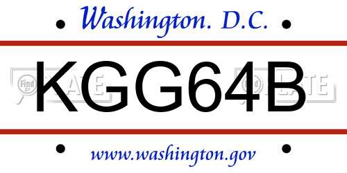 KGG64B District Of Columbia License Plate