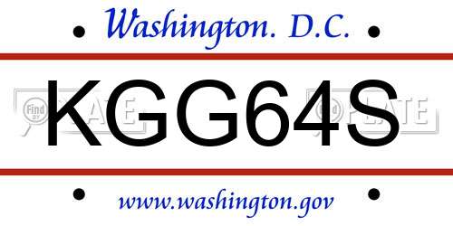 KGG64S District Of Columbia License Plate