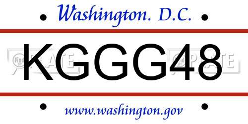 KGGG48 District Of Columbia License Plate