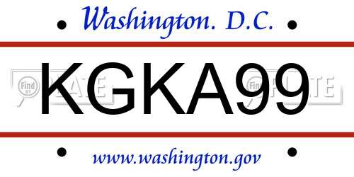 KGKA99 District Of Columbia License Plate