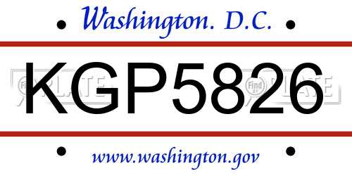 KGP5826 District Of Columbia License Plate