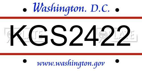 KGS2422 District Of Columbia License Plate