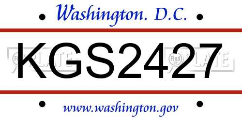 KGS2427 District Of Columbia License Plate