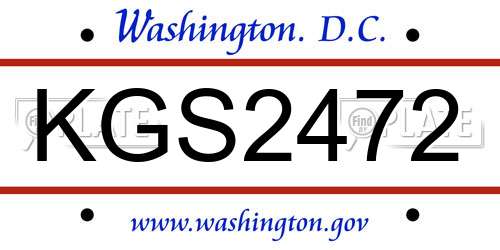 KGS2472 District Of Columbia License Plate