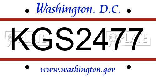 KGS2477 District Of Columbia License Plate