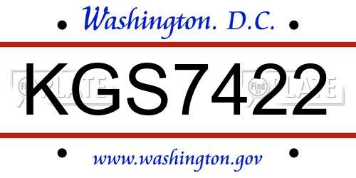 KGS7422 District Of Columbia License Plate