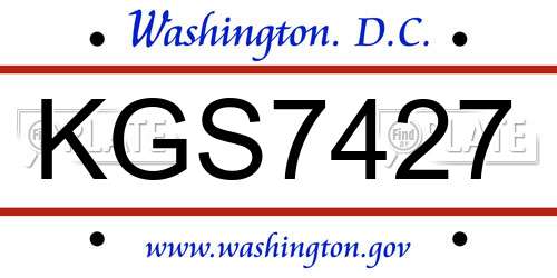 KGS7427 District Of Columbia License Plate