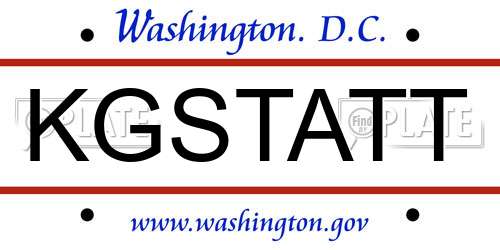 KGSTATT District Of Columbia License Plate