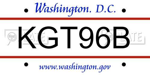 KGT96B District Of Columbia License Plate