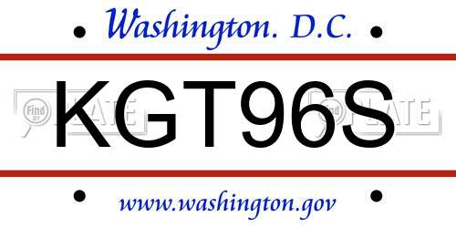 KGT96S District Of Columbia License Plate