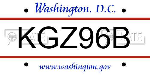 KGZ96B District Of Columbia License Plate