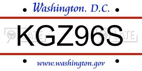KGZ96S District Of Columbia License Plate