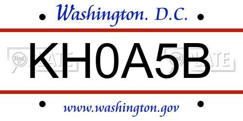 KH0A5B District Of Columbia License Plate