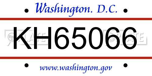 KH65066 District Of Columbia License Plate