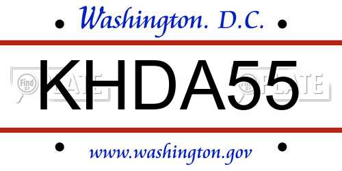 KHDA55 District Of Columbia License Plate