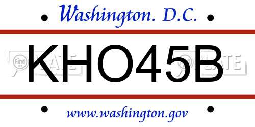 KHO45B District Of Columbia License Plate