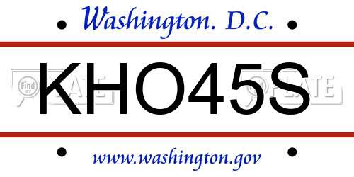 KHO45S District Of Columbia License Plate