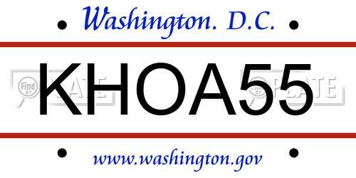 KHOA55 District Of Columbia License Plate