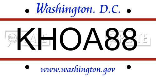 KHOA88 District Of Columbia License Plate