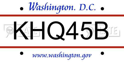 KHQ45B District Of Columbia License Plate