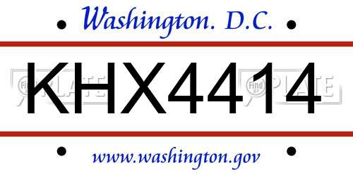 KHX4414 District Of Columbia License Plate