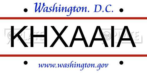 KHXAAIA District Of Columbia License Plate