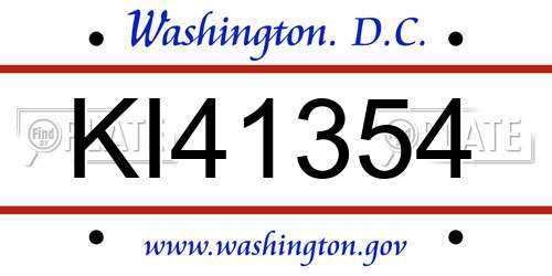 KI41354 District Of Columbia License Plate