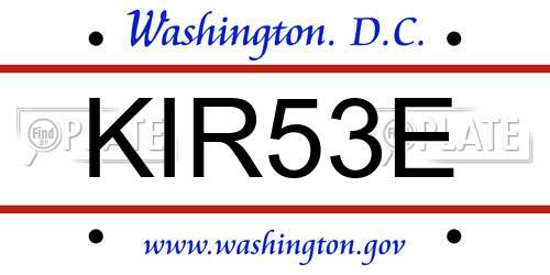 KIR53E District Of Columbia License Plate