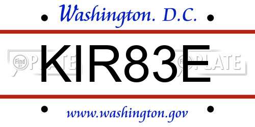 KIR83E District Of Columbia License Plate