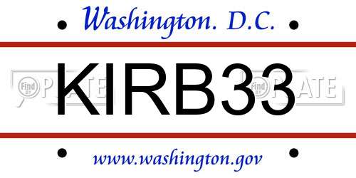 KIRB33 District Of Columbia License Plate